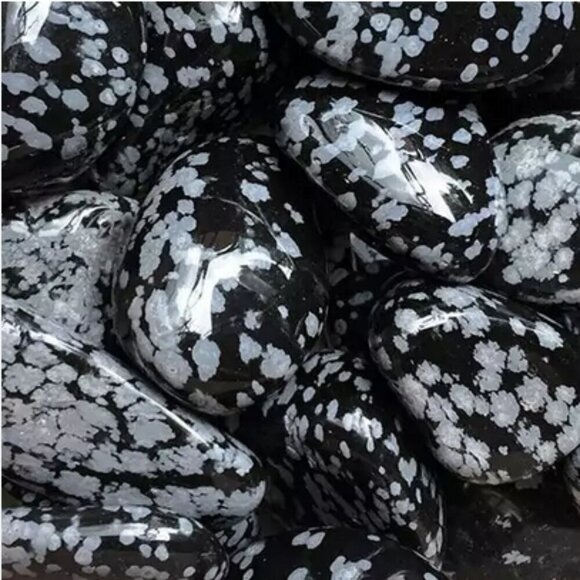 Snowflake Obsidian Stone Medallion Necklace & 24" Gunmetal Black Chain ~ Unisex - Picture 9 of 11